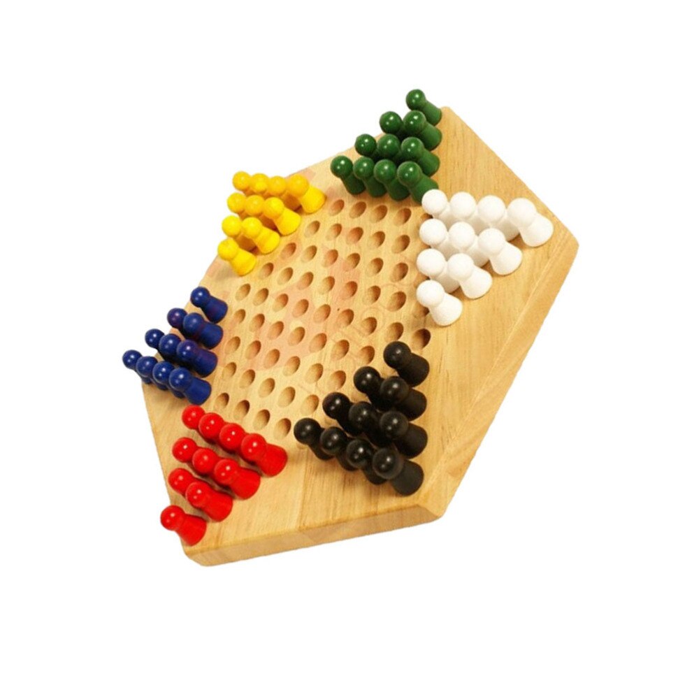 1 boîte de classique en bois chinois hexagone dames jeu de société jouet pour les étudiants enfants