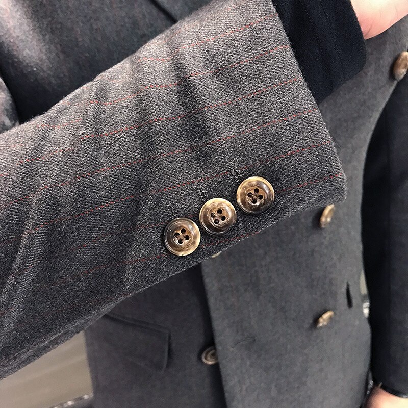 Double-Breasted Pak Mannen Bruidegom Getrouwd Koreaanse Slim Stalknecht Jurk Casual Engeland Nacht Kleine Pak
