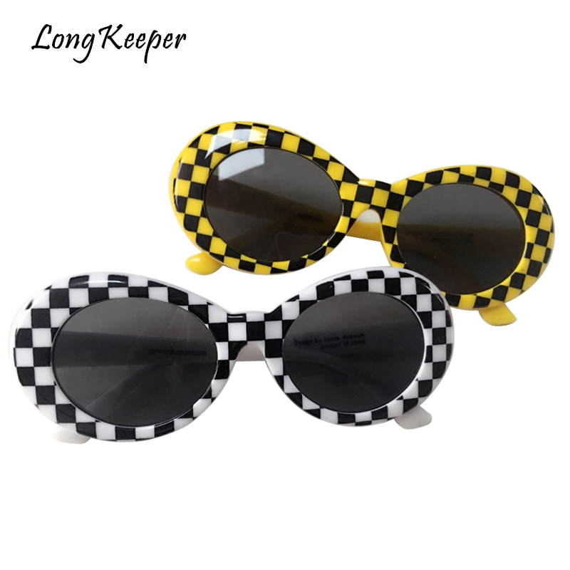 Long keeper nirvana kurt cobain solbriller til mænd kvinder plaid ovale solbriller unisex briller gafas wxr 04