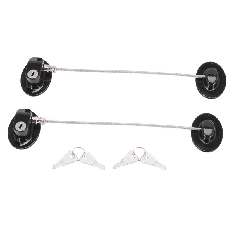 2 Pieces Refrigerator Door Lock Strong Adhesive Freezer Door Lock File Drawer Lock Child Safety Cupboard Lock with Key: Default Title