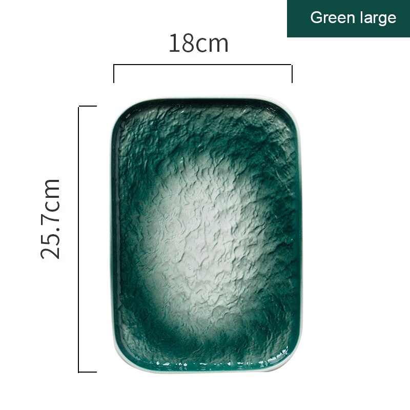 RHE-Conjunto de platos de cerámica con patrón convexo, conjunto de platos de desayuno estilo occidental para restaurante, platos de carne finos: green-large