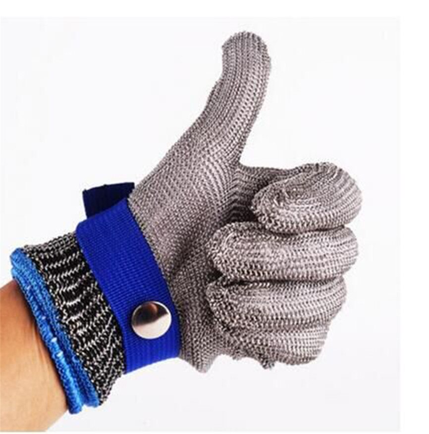 Anti-cut Gloves Working Safety Cut Proof Stab Level 5 Protection Resistant Stainless Steel Gloves Metal Mesh Butcher S~xl: Blue / L