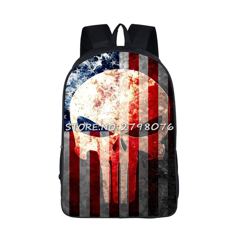 Mochila para chicas adolescentes de Punisher, morral escolar con estampado de Calavera, morral informal para hombre