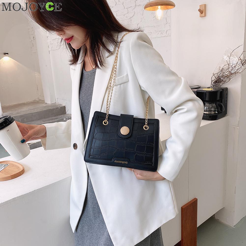 Alligator Patroon Pu Lederen Crossbody Tas Vrouwen Casual Schouder Handtas Effen Kleur Chain Satchel Voor Dames Meisje