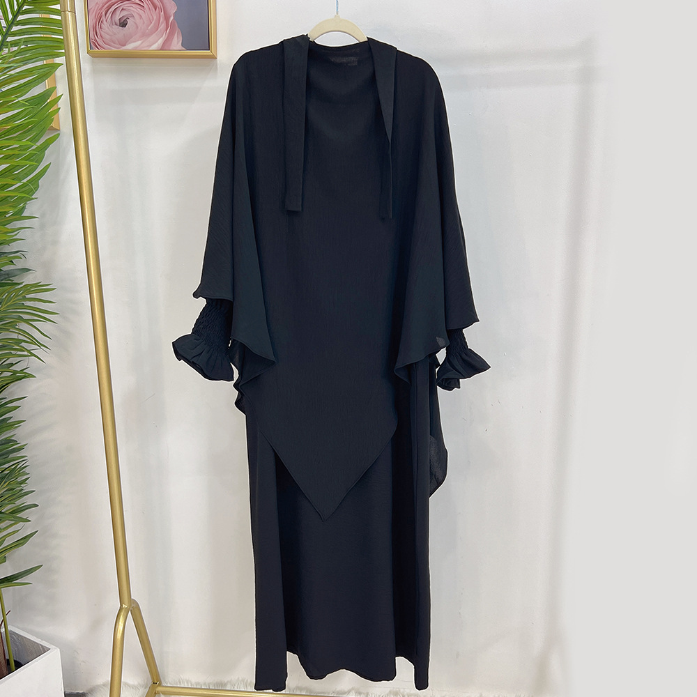 Ramadan Dubai Abaya Jilbab Khimar Muslim Set Women Turkey Dresses with Hijab Female Islam Modest Dress Eid Hooded Abayas