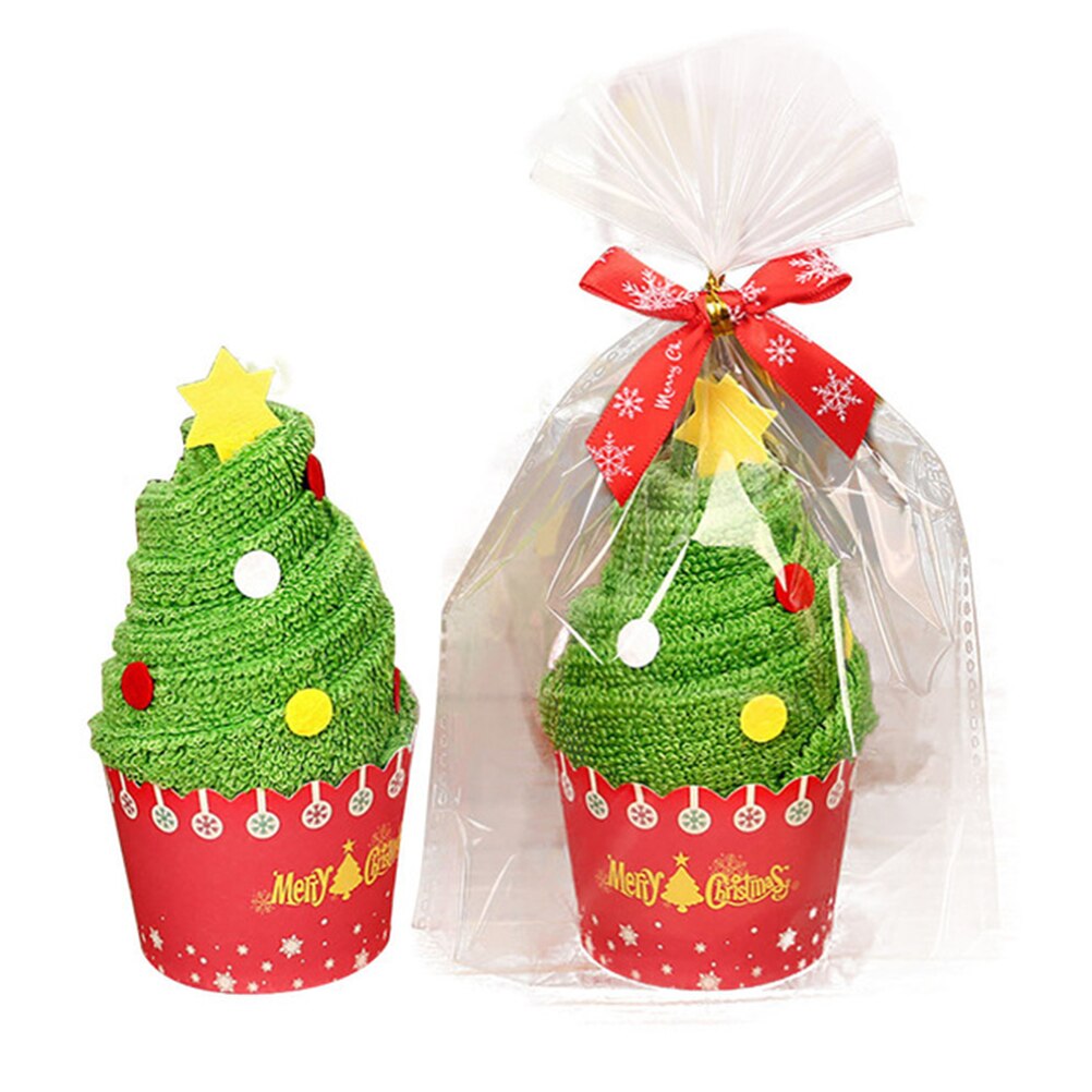 1 kpl cupcake joulupyyhkeet joulupukki lumiukko joulukuusipyyhe puuvilla superpehmeä pyyhejuhla: C