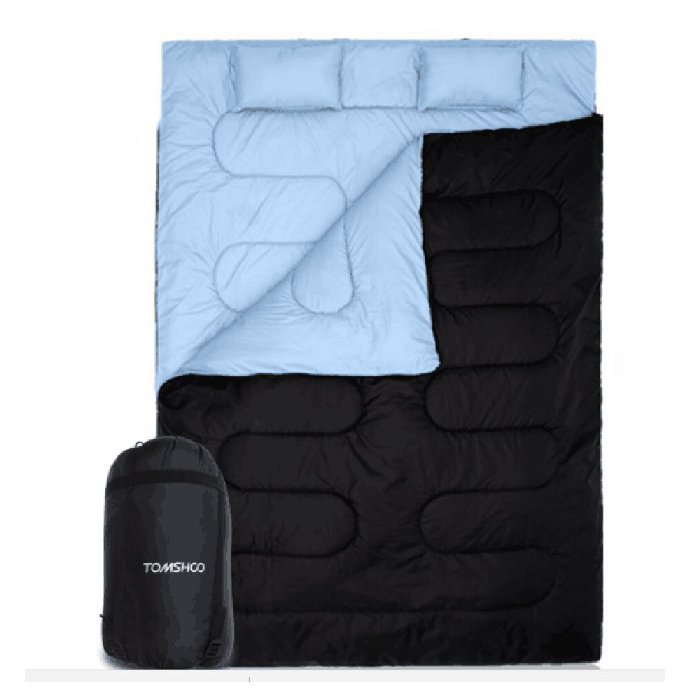 TOMSHOO-SACO DE dormir para acampar al aire libre, 2,4 KG, con dos almohadas, saco de dormir doble de compresión, equipo de Camping, turismo y senderismo