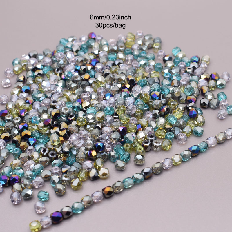 6mm 30 sztuk fasetowane koraliki ze szkła kryształowego 18 fasetowane koraliki w kształcie beczki szklane luźne koraliki dystansowe do tworzenia biżuterii DIY bransoletka: Beżowy