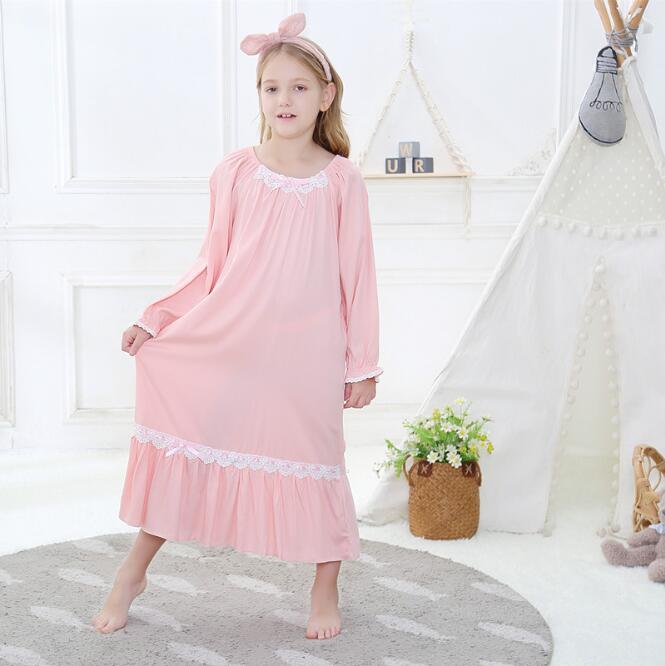 Toddler pige lyserød natkjole prinsesse kjole børn pyjamas natkjoler til piger børn nat kjole pige blonder sove kjole: 120