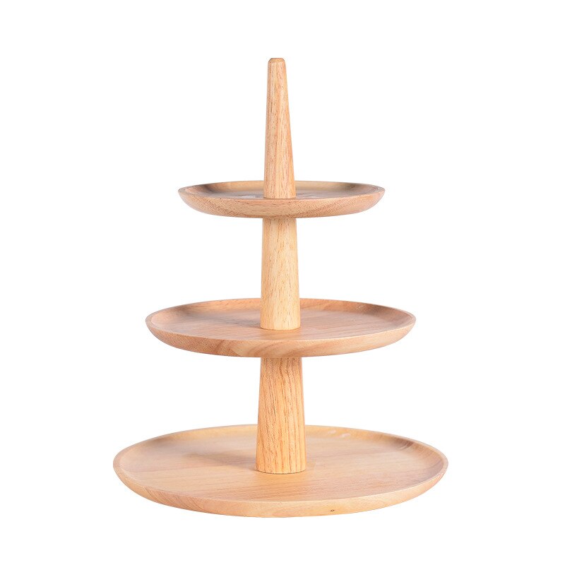 European-style Three-storey Plate Hotel Buffet Multi-layer Fruit Snack Snack Plate Solid Wood Fruit Shelf