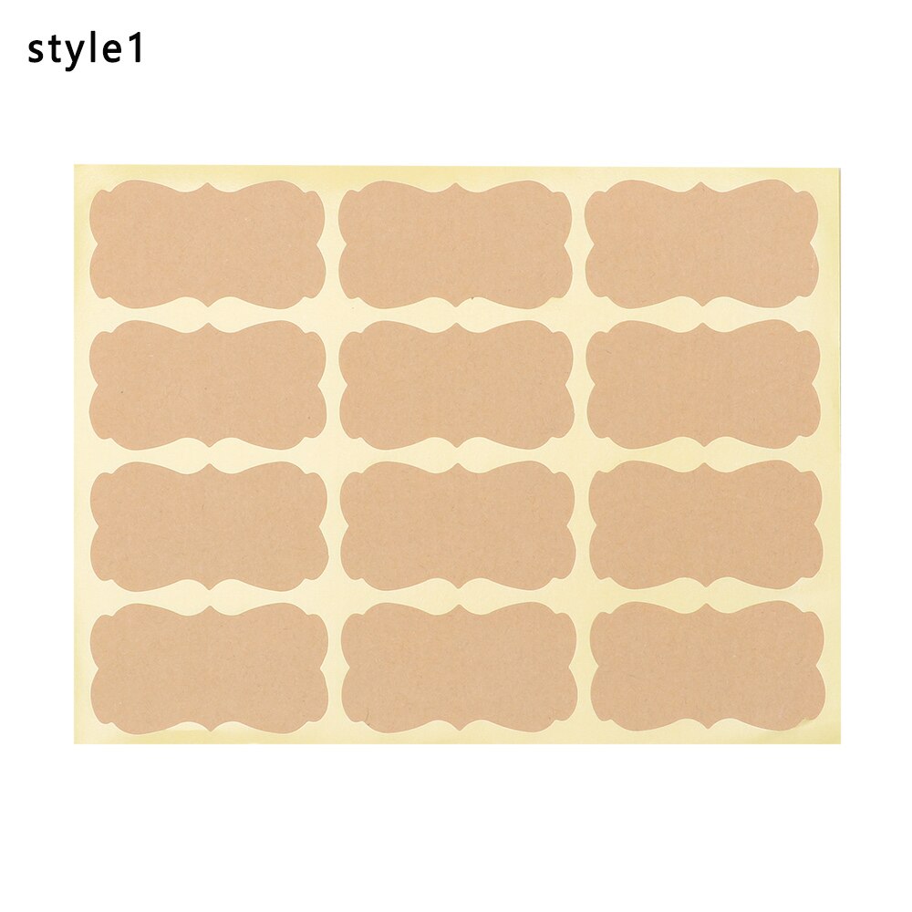 Håndlavede etiketter klistermærker blank vintage tag selvklæbende emballage sæler slik tags kage bagning forsegling klistermærke diy: Stil 1 x 60 stk