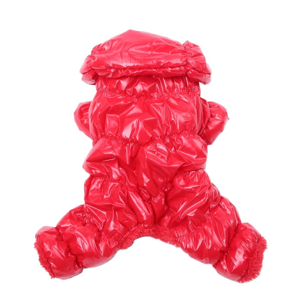 Mono de invierno para perros y gatos, Sudadera con capucha de cuero PU, ropa impermeable para mascotas, abrigo para cachorros, chaqueta, traje cálido, 6 colores: XL / Rojo