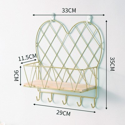 Nordic Iron Veranda Sleutel Opslag Decoratie Plank Muur Geperforeerde Muur Ornamenten Hanger Ornamenten Opbergrek: C