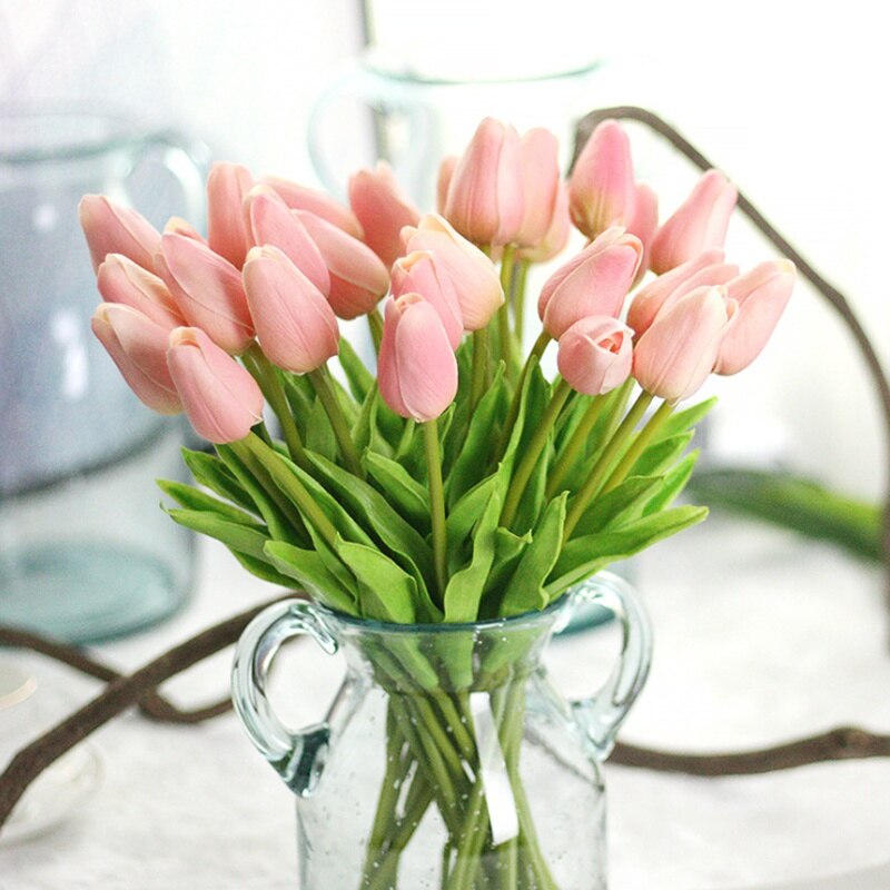 10 stk billig pu tulipan bukett høst dekorasjon vaser til hjemmedekor borddekking kunstige blomster bryllup dekorative blomster: 2
