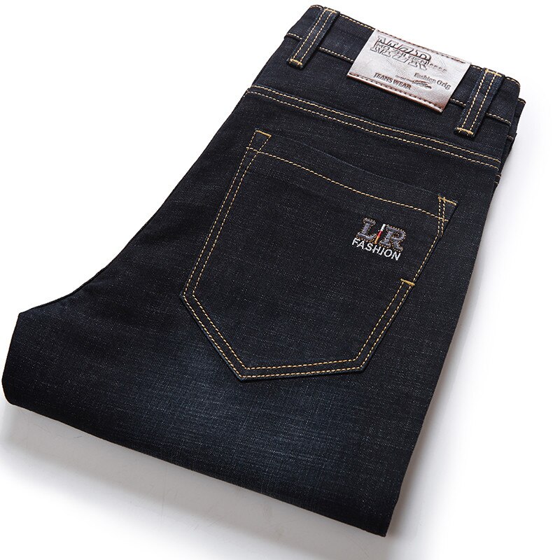 Grande taille Jeans hommes classique printemps automne Stretch noir Denim pantalon noir Jeans Baggy pantalon ample coupe homme Jeans 44: 48