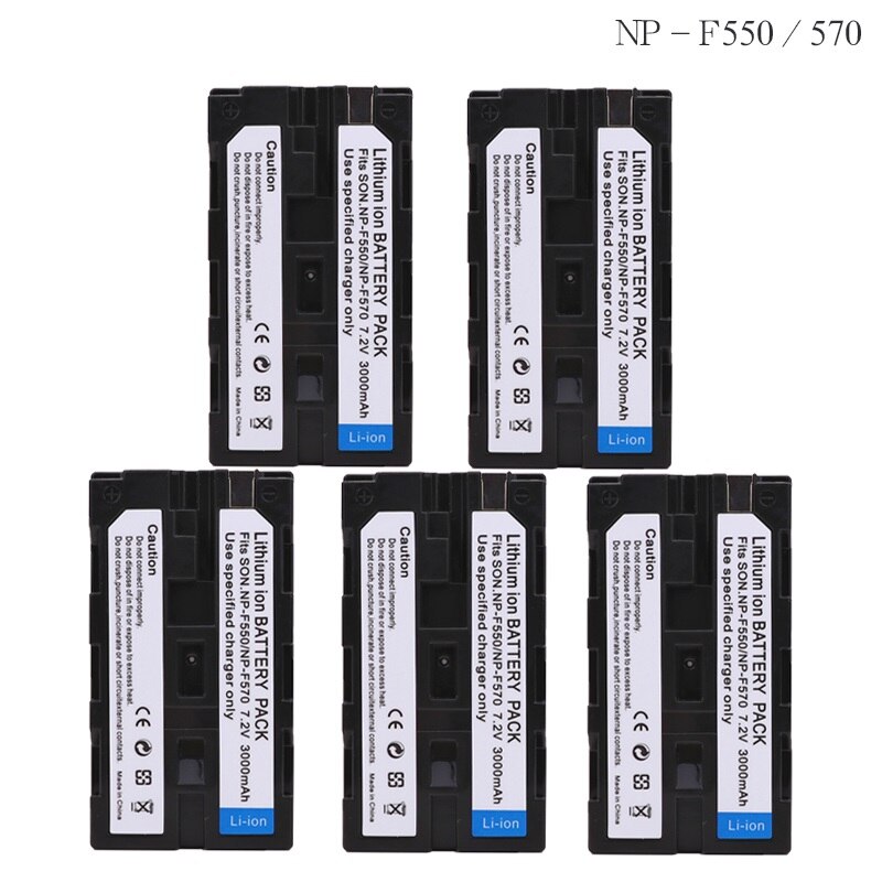 5x 7.4V NP-F550 NP F550 NP-F570 NP F570 F330 F530 Rechargeable Li-ion Camera Battery For Sony NP-F330 F750 CCD-SC CCD-TR: 5battery