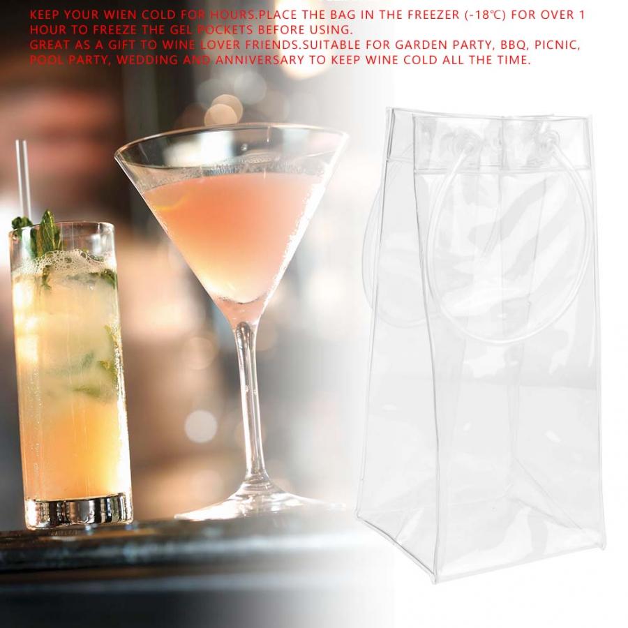 Ice Bag Thick Transparent PVC Cold Drink Ice Bag Wine Champagne Cocktail Refrigerated Bag Bar Beer Cooling ice Bag
