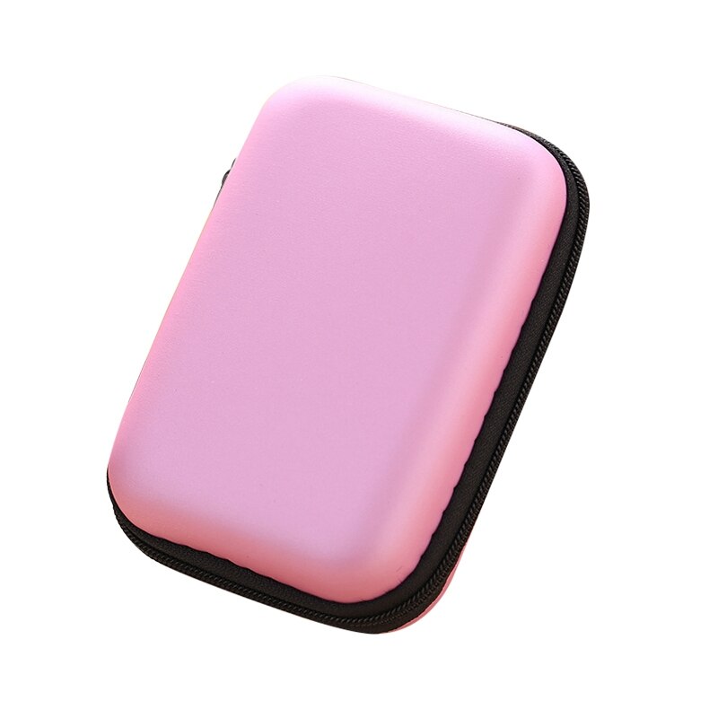 Women Men Coin Purse Bag Portable Rectangle Storage Key Wallet Children SD Cards Storage Box Headphone Storage Box for Girls: Pink