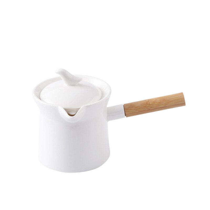 Hvid keramisk tekande japansk tekande til te og kaffe hvide porcelæn-tekander med træhåndtag mælkepotte med låg
