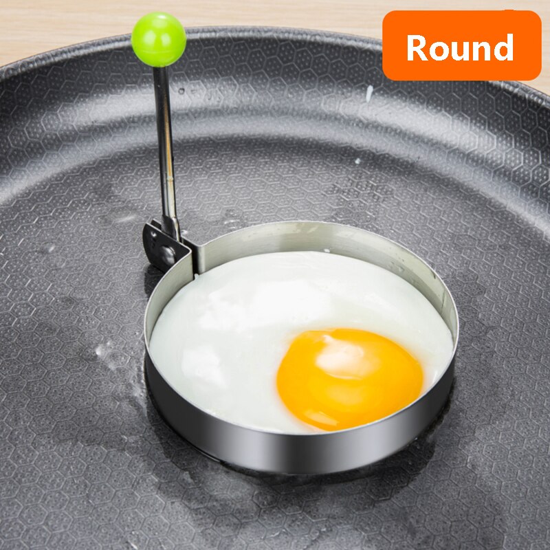 5 stil omelet form pandekage form rustfrit stål stegt æg shaper stegeæg madlavningsværktøj køkken tilbehør gadget q.: Rund