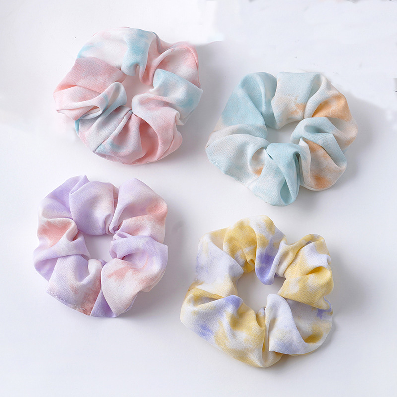 Helle Farbe Seide Scrunchie einstellen Frauen Elastische Haar Bands binden Farbstoff Scrunchy Haar Bindet Seil 4 stücke viel Chouchou Jahrgang zubehör
