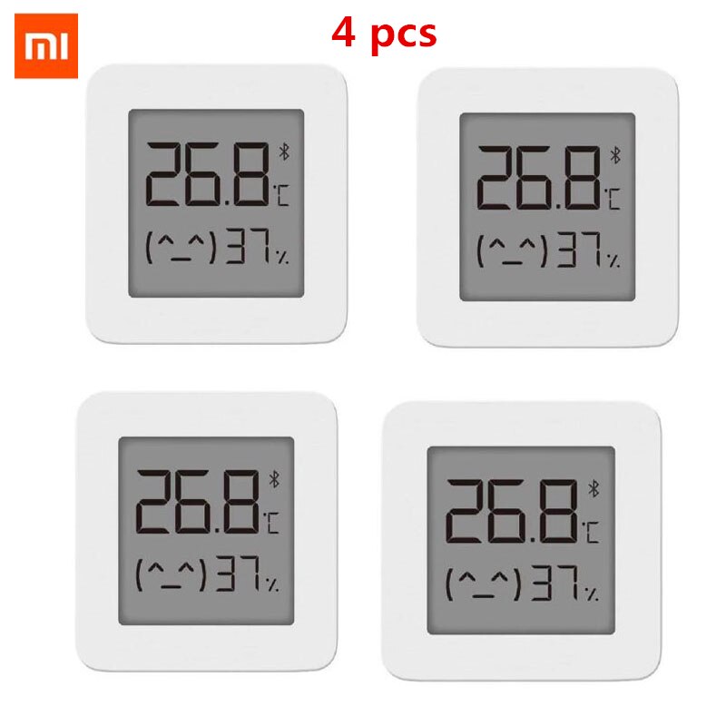 Alkuperäinen xiaomi mijia älykäs lämpömittari 2 bluetooth lämpötila-kosteusanturi lcd digitaalinen kosteusmittari kosteusmittari älykoti: 4 kpl
