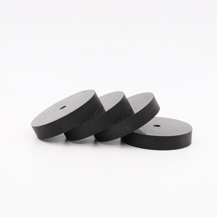 4 Uds X Negro fibra de carbono plato giratorio altavoz aislamiento 50X10mm Base de Punta Zapata pies para amplificador Hifi, CD, reproductor de DVD