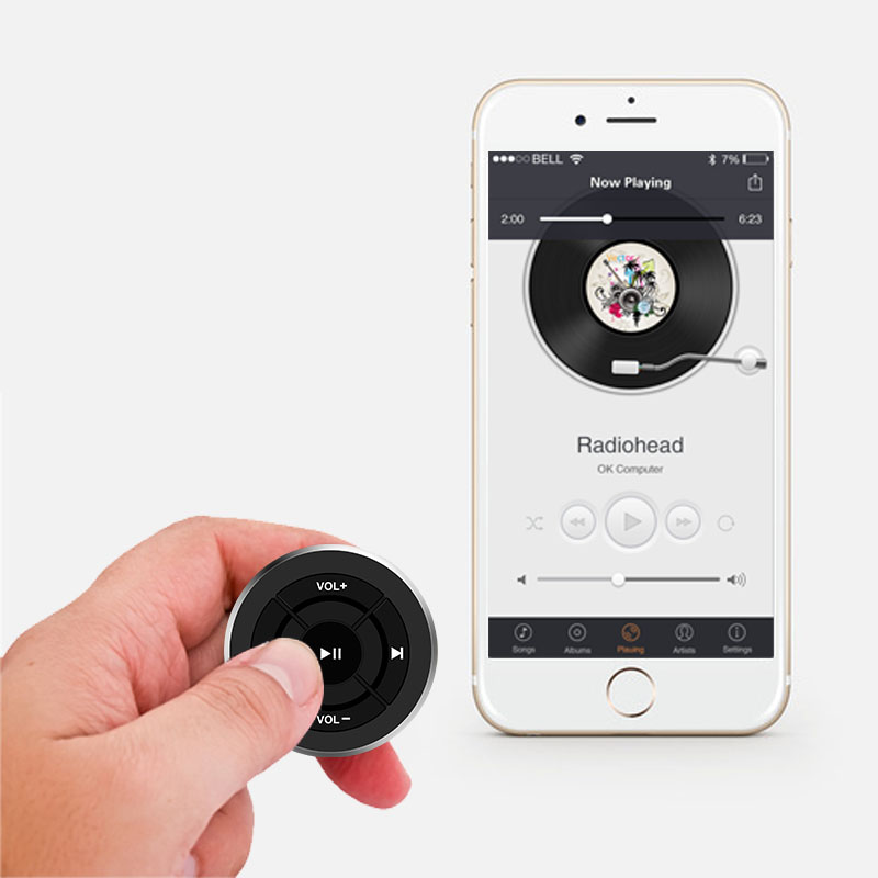 Draadloze Bluetooth Afstandsbediening Auto Stuurwiel Motorcycle Fietsstuur Media Knop voor iPhone voor Samsung Android Telefoon