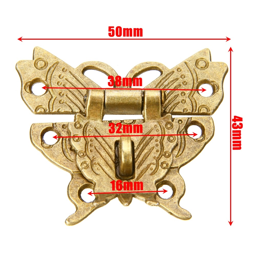 Beautiful Butterfly Antique Bronze Hasp Latch Jewelry Wooden Box Lock Cabinet Buckle Case Locks Handle Hardware Accessory