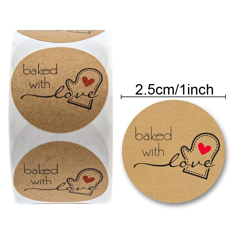 Hand Made Gebakken Met Liefde Sticker Handgemaakte Home Made Bakkerij Sticker Labels Voor Gebakken Voedsel Brood Cake Pakket Decor: 2