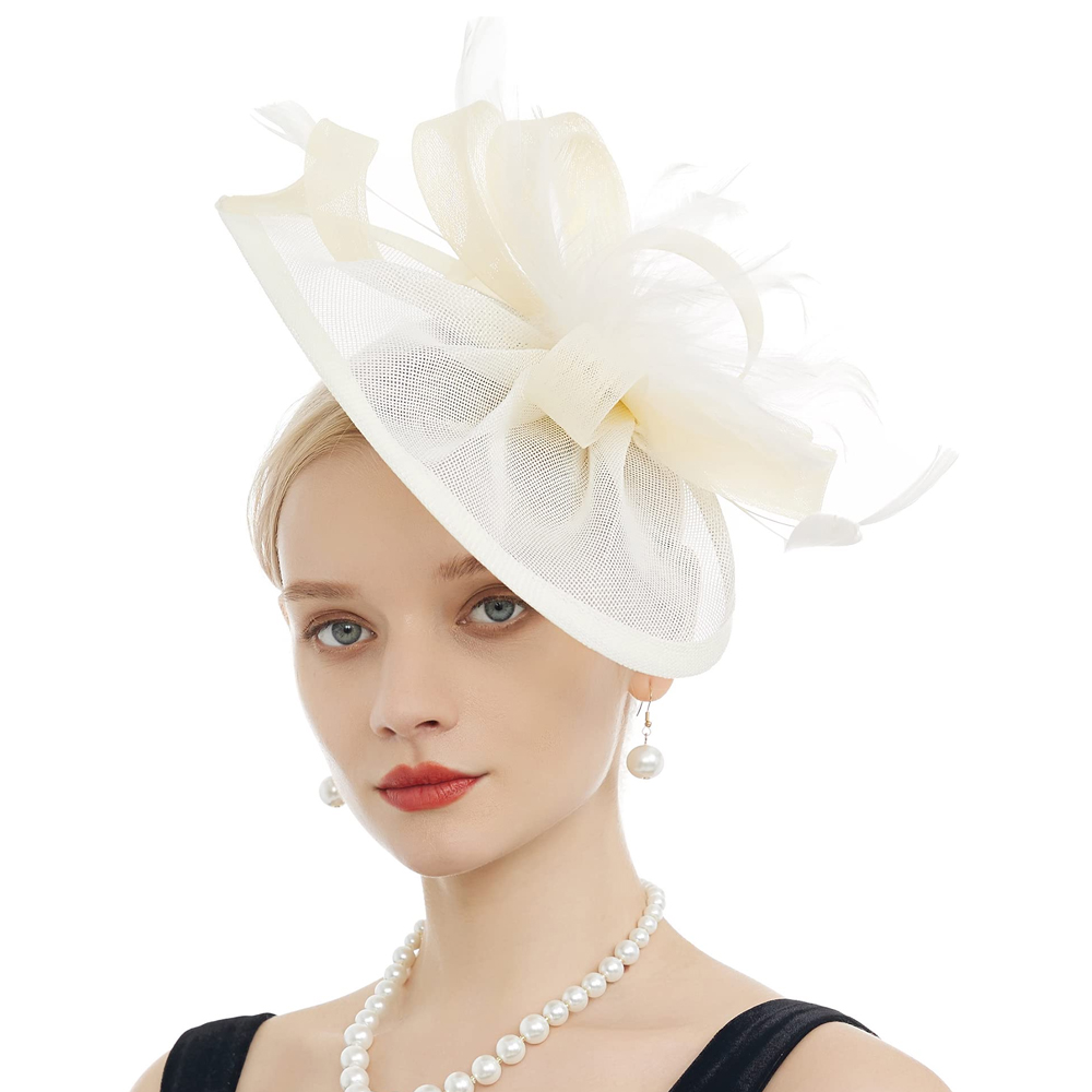 Charmante Fascinators Veer Bruiloft Mesh Hoed Bloem Bruid Cocktail Tea Party Hoofddeksels Vrouwen Hoed Hoofdband Haaraccessoire: Rood