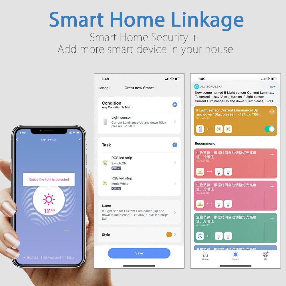 Tuya ZigBee WiFi Light Sensor Intelligent Home Illumination Sensor Linkage Control Brightness Sensor Work with Tuya Device