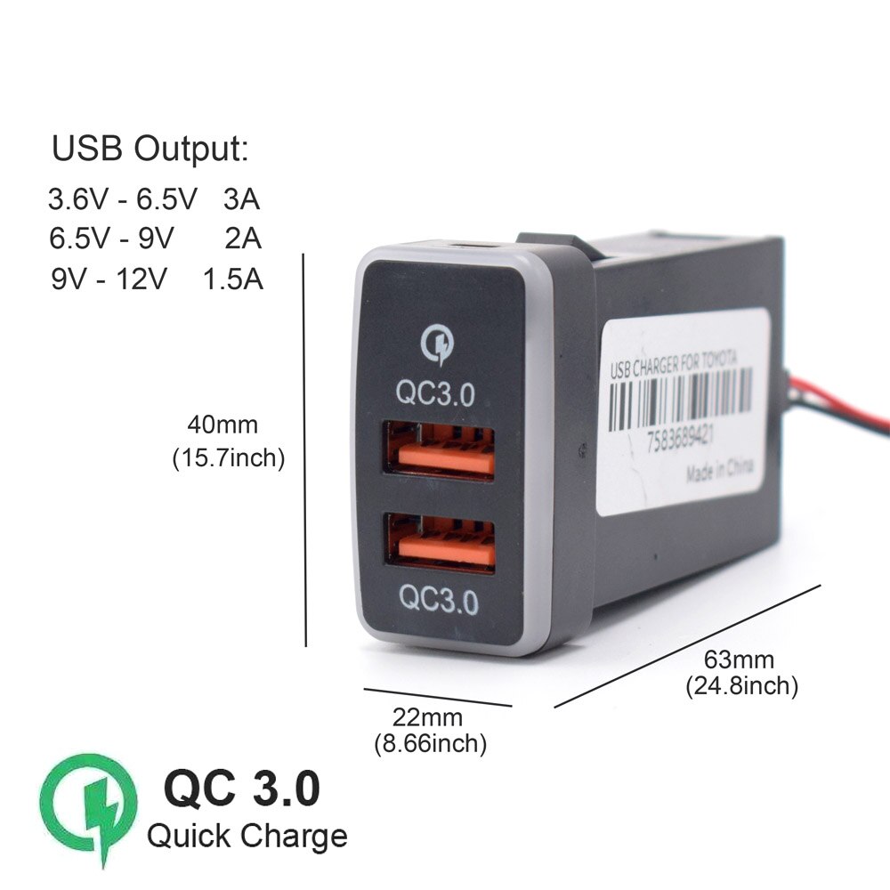 Xcgaoon QC3.0 Quickcharge Autolader Dubbele Usb Telefoon Pda Dvr Adapter Plug &amp; Play Kabel Voor Toyota Hilux Vigo