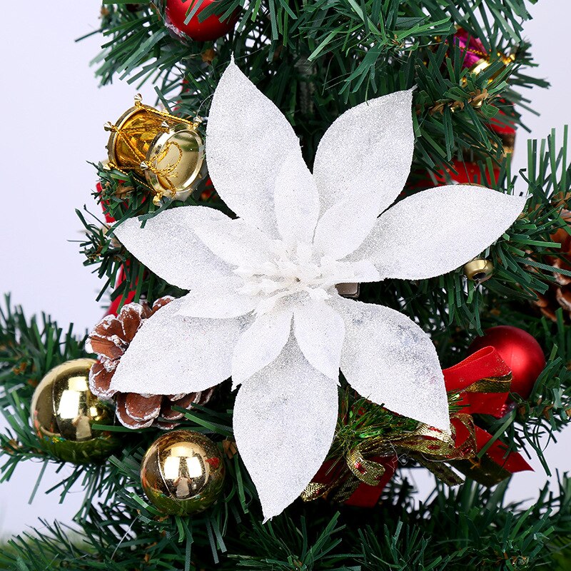15cm paillettes fleur de soie artificielle grande tête de fleur ornements d'arbre de noël bricolage Scrapbooking décoration pour le nouvel an décor de noël: D