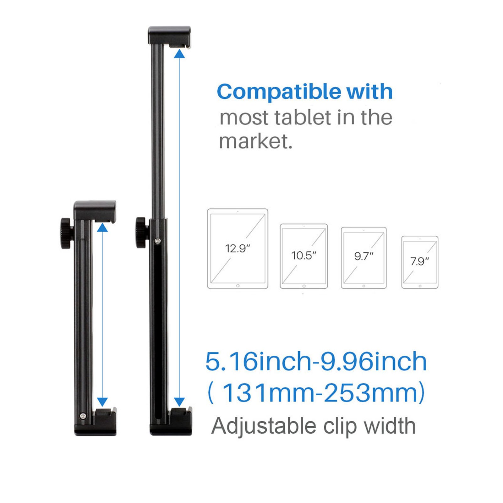 Ulanzi U-PAD Pro Metal Tablet Tripod Mount Holder Clamp Cold Shoe Mount 1/4 Inch Screw 5.16-9.96in for iPad/ iPad Mini/ iPad Pro