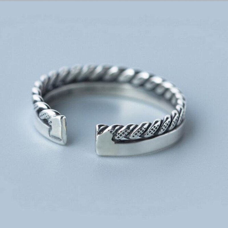 Hermosos, recién llegados, exquisita, a la , Plata de Ley 925, joyería de plata Thai en espiral, apertura suave, anillos femeninos SR249