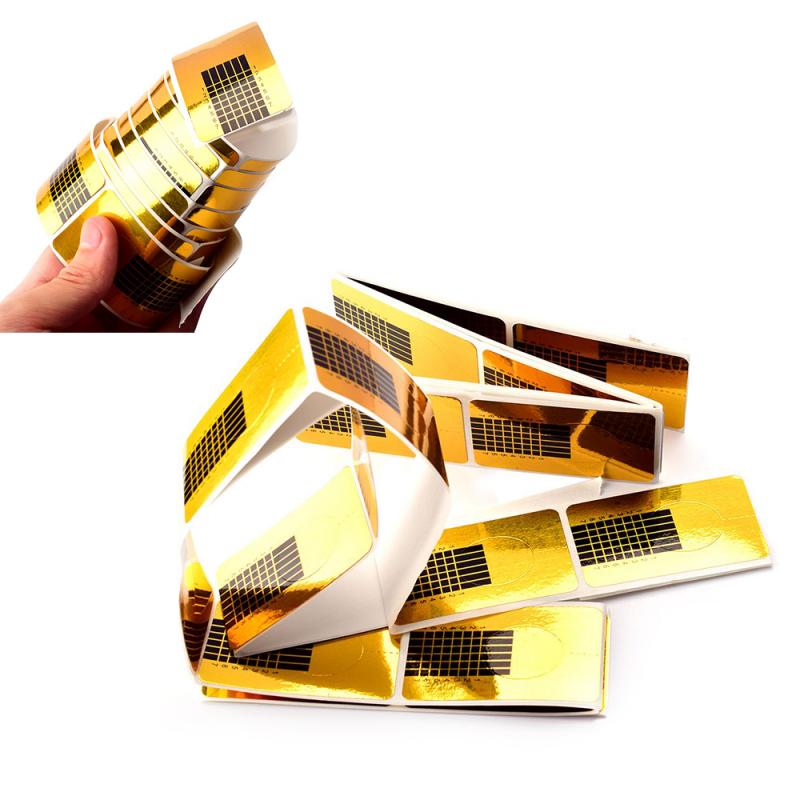 100pcs/50pcs Gold Nail Art Forms Tip Sculpting Guide Stickers Salon Acrylic Gel Nail Tips Nail Extension Forms Sticker Tools