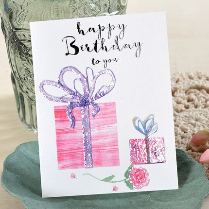 Birthday greetings card mini valentine's day message thank you small CARDS Pink girls CARDS flowers lipstick flamingos: style 17