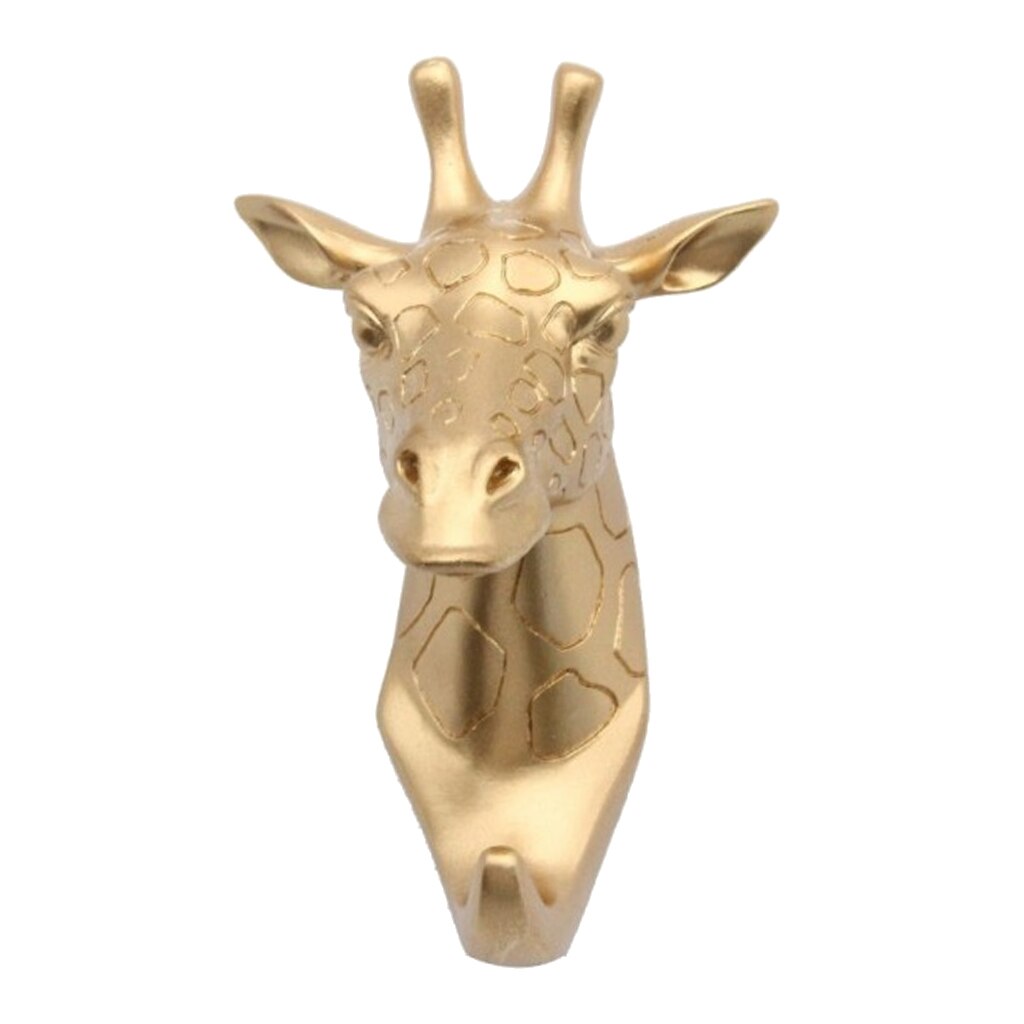 Resina animal cabeça gancho gancho titular rack de montagem na parede decoração para casa ouro: Giraffe