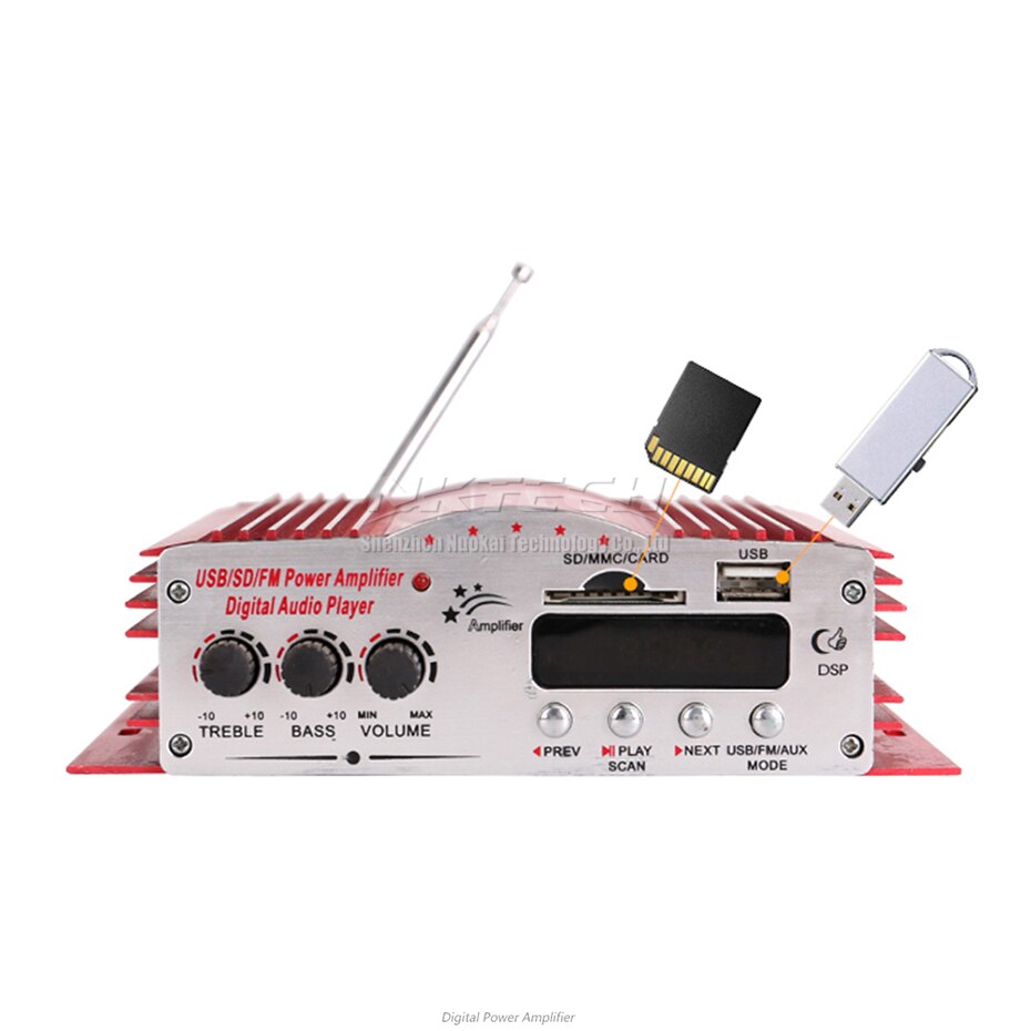 MA-200 Kinter Digital Audio Versterker Eindversterker Hi-Fi Home Stereo Auto DIY Speler 4CH 30W BASS Voor MP3 MP4 DVD VCD FM USB Spelen