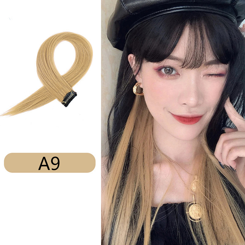 Clipe De Extensão Do Cabelo No Hairpiece, Long Straight Hanging Ear Wig, Extensões Sintéticas Acessórios, 60cm