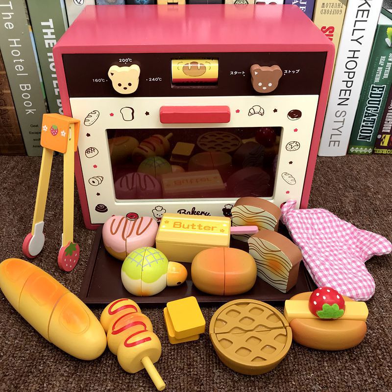 Children kids Cute Pink wooden pretend game suit pretend toaster machine game christmas kitchen pretend toy educational toy