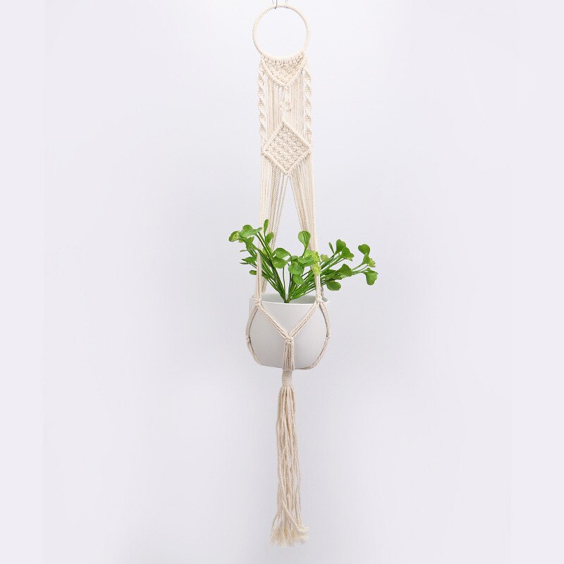 100% Handmade Macrame Plant Hanger Flower /Pot Hanger For Wall Decoration Countyard Garden Hand-knitted Hanging Home Decoration: NO6