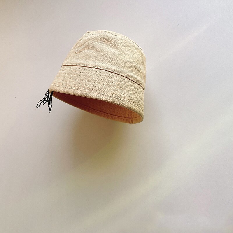 Cappello da pescatore estivo per bambini cappello da pescatore in cotone per bambini tinta unita cappello da sole per bambina Casual per bambini: beige