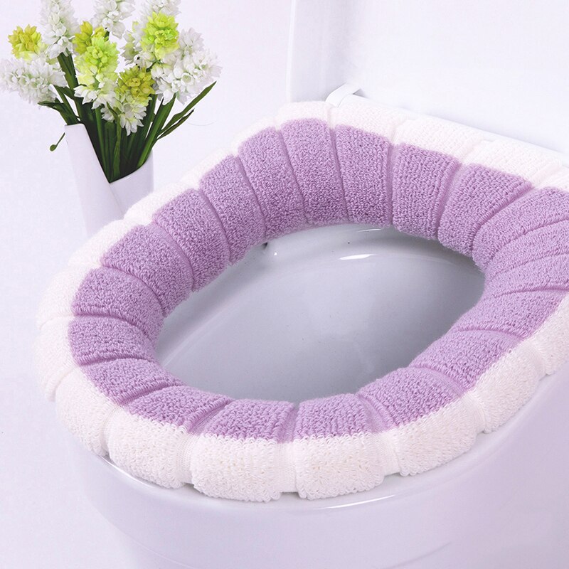 Badeværelse toilet toiletpude kan vaskes blød isolering pad cover pad vinter kontrast farve to-farve varm toilet sæde pude: 1