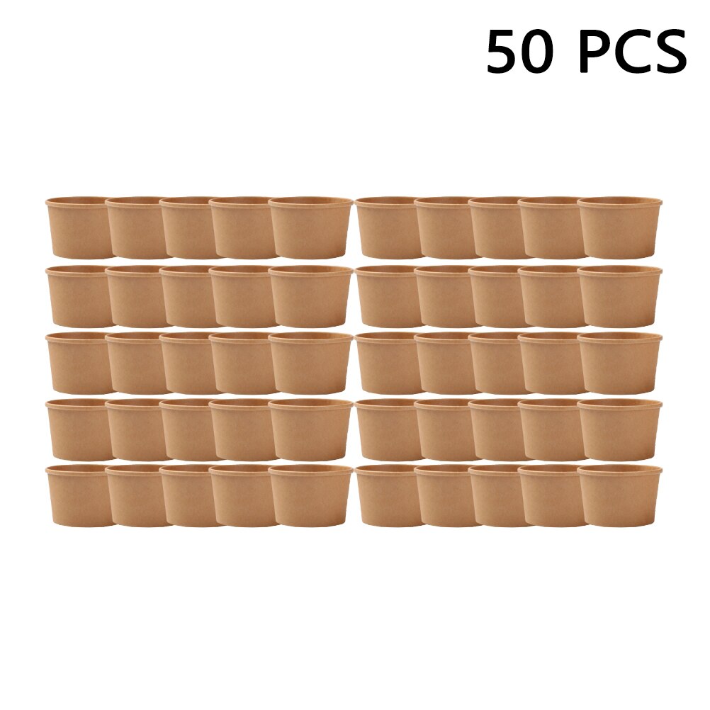 50Pcs 8 Ounce Kraftpapier Soep Cup Wegwerp Maaltijd Prep Containers Voedsel Verpakking Afhalen Kom Zonder Deksels
