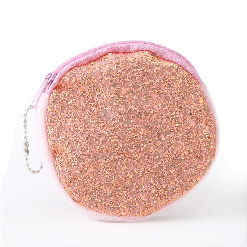 Women Mini Coin Bag Sequined Wallet Bag Card Bag Wallet Zero Children's Bag Key Case Party Evening Headphone Storage Bag: pink circle