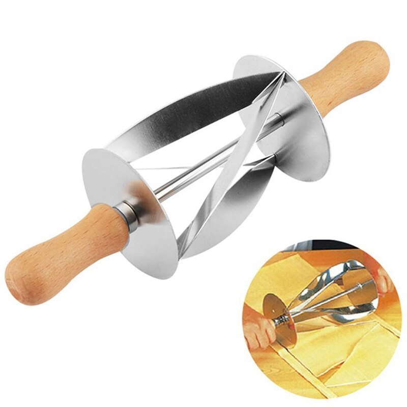 Stainless Steel Bread Wheel Baking Kitchen Knife Hob Croissant Tool Croissant Knife Croissant Cutlery Wooden Handle