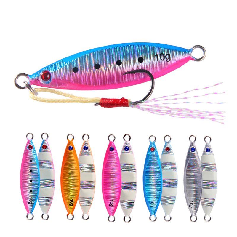 Micro metal jig fishing lure light shore casting game lure 5g 10g Zebra Glow Rock jig