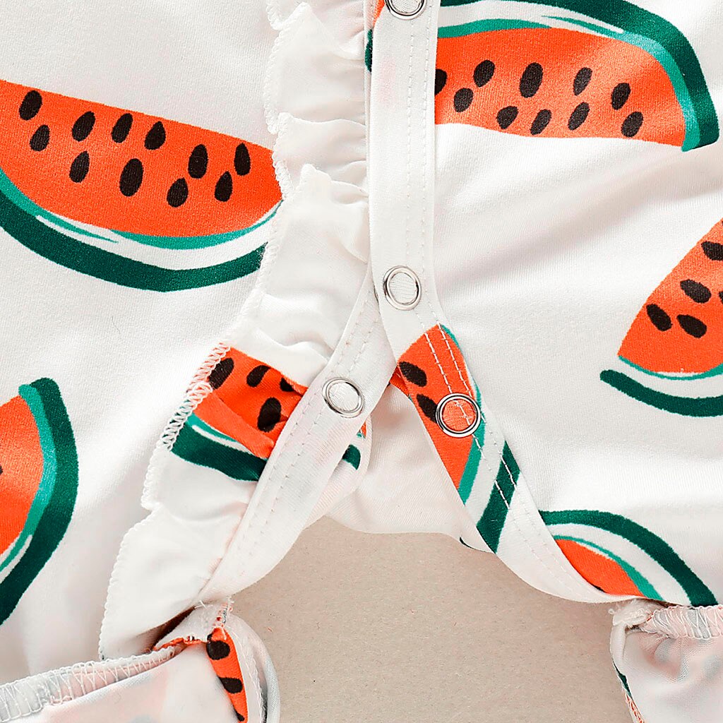 Meninos macacão crianças macacão verão manga longa melancia impressão babados sleepper macacão playsuit roupas 2020